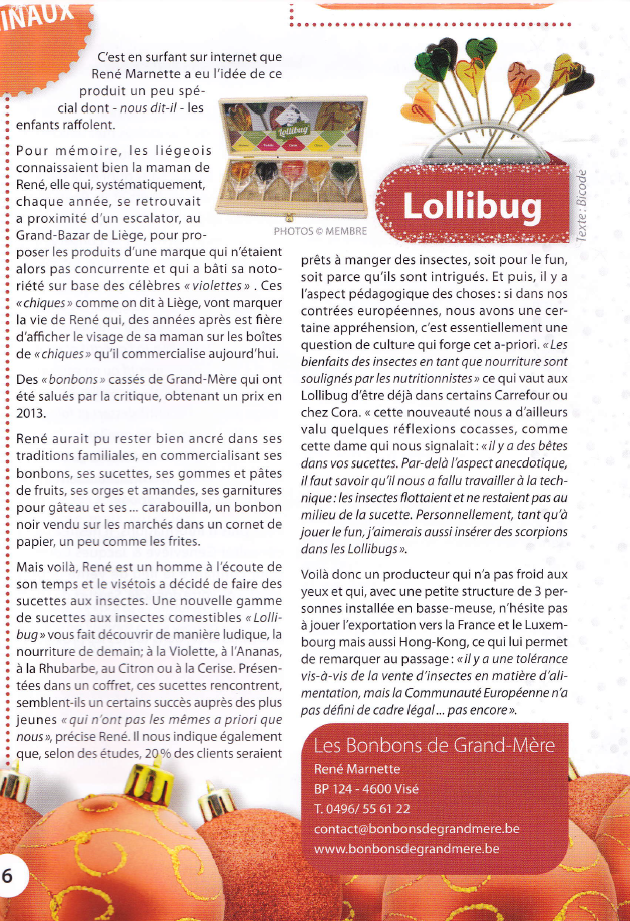 Article paru dans la revue "Wallonie Nouvelle" en d&eacute;cembre 2014